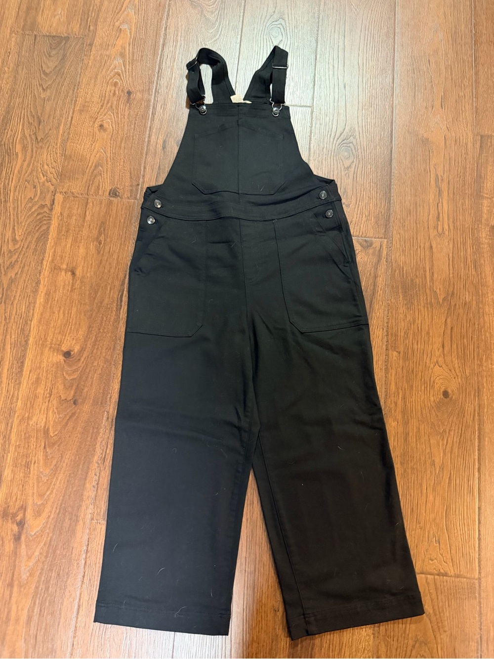Duluth Trading Company Wide Leg Crop Overalls Black M Regular, Medium - Picture 2 of 6